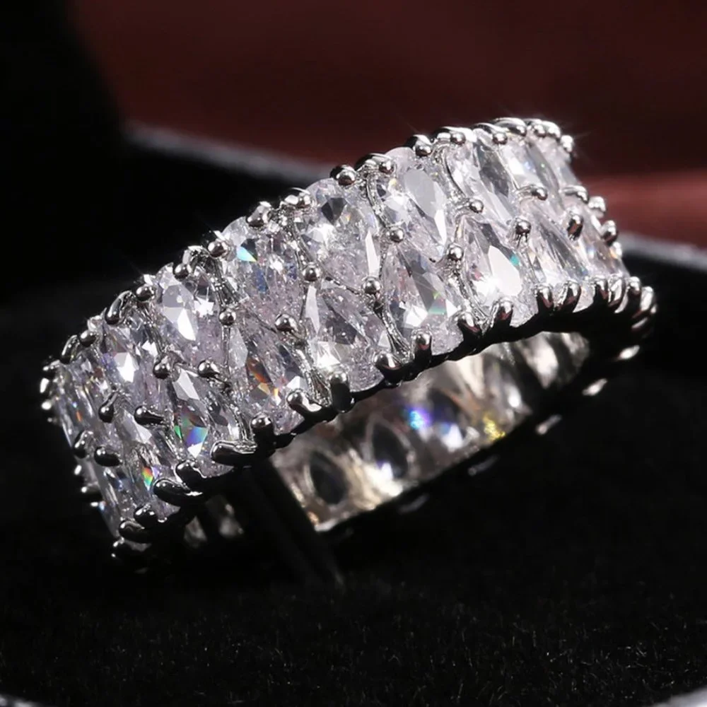 ✨ Round Full Zircon Stone Dazzling Luxury Finger Rings for Women, PD121